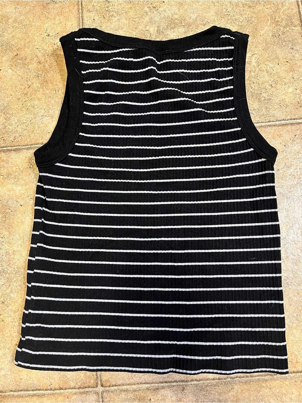 New Mix Black and White Striped Ribbed Tank Top - Picture 2 of 4